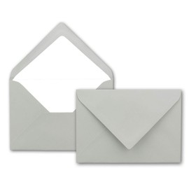 50 x envelopes in light grey - envelopes in DIN B6 - 12.5 x 17.6 cm ribbed paper - white silk lining for Christmas and festive occasions