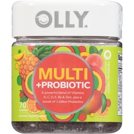 OLLY Multi + Probiotic Adult Multivitamin Gummy, 1 Billion CFUs, Digestive and Immune Support Chewable Supplement, Tropical Twist, 35 Day Supply - 70 Count