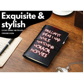 InnoBeta Horror Movie Gifts, Journal Pen Set for Horror Movie Lovers, Fans on Birthday, Christmas, Unique Notebook, Sketchbook, Travel Diary, Lined Planner, 7.8x5 Inches, Black