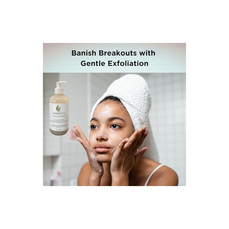Clear Skin AHA/BHA Exfoliating Cleanser (8 oz) - Gentle Acne