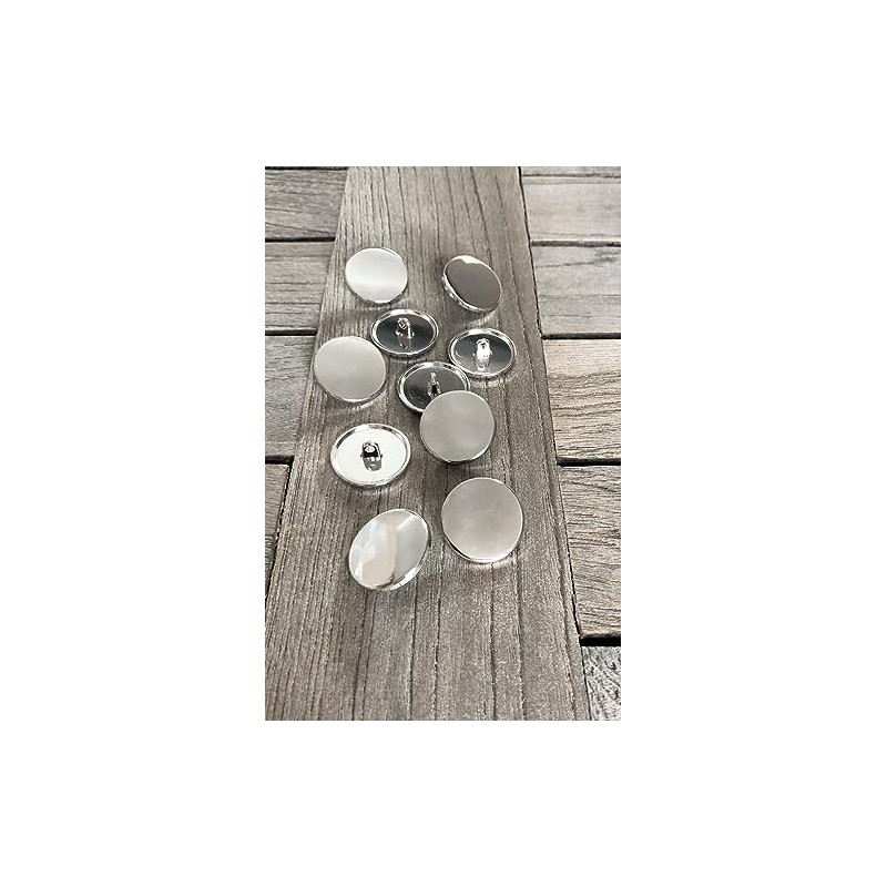 Pack of 10 Flat Smooth Silver Shiny Metal Eyelet Buttons