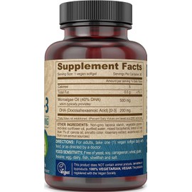 DEVA Vegan Omega-3 DHA Supplement - Once-Per-Day Softgel 200 MG - Carrageenan Free - Gelatin Free - Non-Fish - Algae Oil - Omega-3 Fatty Acids - 90 Softgels