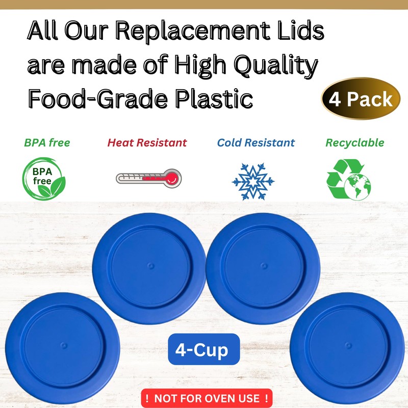 Klare Ware 4 Cup Replacement Lids/Covers for Pyrex 7201, Anchor