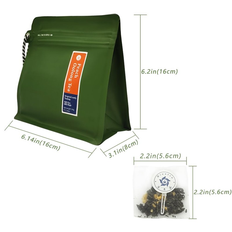 RIANTEA Peach Oolong Tea Bags - 32 Individually Wrapped Teabags