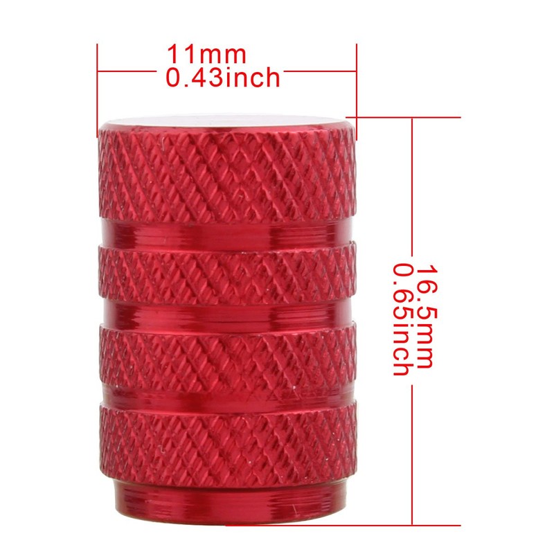 TOMALL Round Style Tire Valve Stem Caps Red for Vehicle