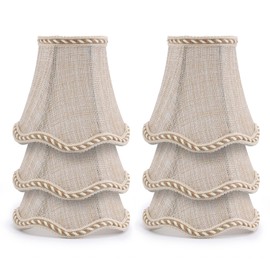 Fuloon Small Lamp Shades Clip on Bulb, Modern European Style Chandelier Candelabra Lampshades, French Country Chandelier Lamp Shades, 3.1x4.7x5.5 in, 6 Pack (Sand Beige)