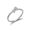 Sterling Silver 1mm Ring with CZ Crystal Bow - UK