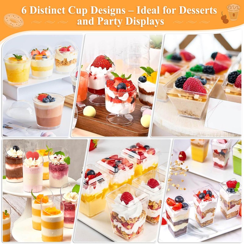 Tetutor 425 Pack Plastic Dessert Cups with Lids and Spoons,