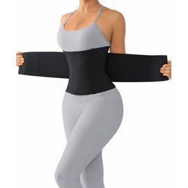 Lover-Beauty Waist Trainers for Women and Men Belly Fat Tummy Control Body Shape Long Torso Sauna Workout Waist Cincher Trimmer with Double Straps, Black, S