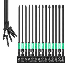 GRENPRO Torx Bit Set 14pc Impact Driver Bit Set, Magnetic Torx Screwdriver Set, Security Bit Set,Torque Bit Set, 1/4 t20 t25 t30 Tamper Proof Torx Bit Set, 6" Long (t7-t40) Star Screwdriver Bits Sets