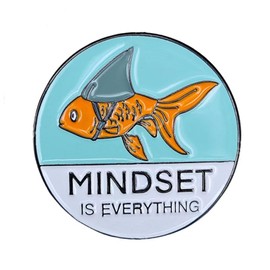 Ficsowy Shark Goldfish Carp Pin Mindset Is Everything Brooch Accessories Backpack Clothing Shoes And Boots Decoration Ideal Choice for Gifts (Orange-1)