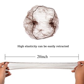 YTBYT 50 Pcs Hair Nets Invisible Elastic Mesh with 40 Pcs U Shaped Hair Pins for Women Hair Buns (Dark Brown)