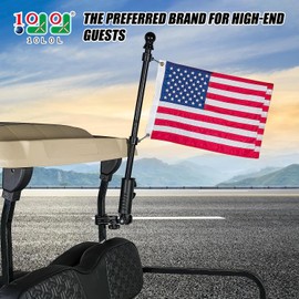 10L0L Golf Cart Flag Mount-Flag Holder Kit, 180 Degree Rotation Universal Compatible with Yamha EZGO Club Car Golf Cart Flag Pole with USA Flags