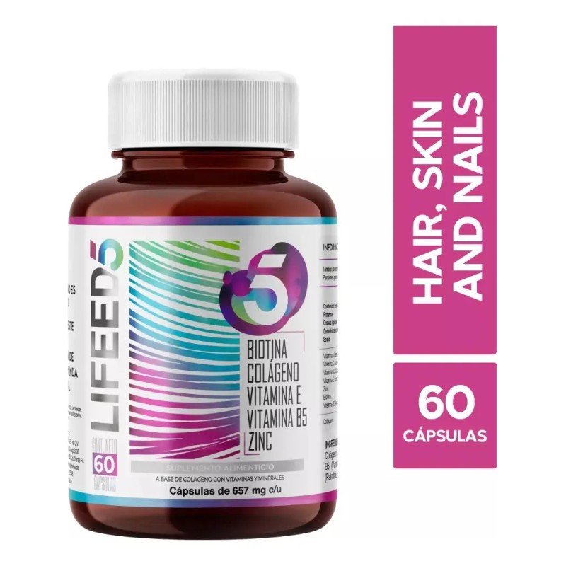 Suplemento Lifeed5 Biotina Colágeno Piel Uñas Cápsulas