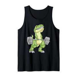 Dinosaur Gym Weightlifting T-Rex Fitness Workout Deadlift Tank Top