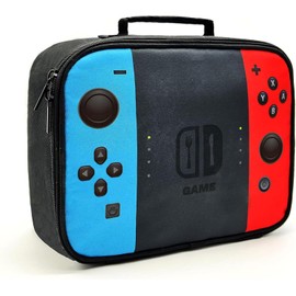 Bolsas de almuerzo para niños, lonchera de videojuegos, lonchera reutilizable, bolsa de gran capacidad para la escuela, trabajo, picnic, viajes (Rojo y azul)