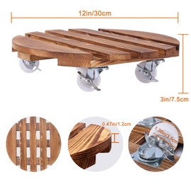 Yonscess 2 Pack Plant Caddy with Wheels Heavy Duty, 12 Inch Rolling Plant Stand with 5 Wheels, Thicken Wood Plant Dolly for Indoor Outdoor Use,Round Plant Rollers Tray for Large Plants & Pots