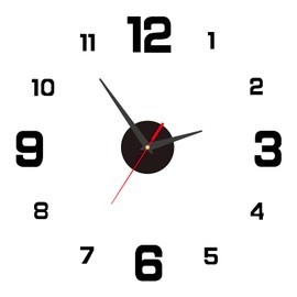 Sangcca DIY 3D Silent Motion Wall Clock Modern Design Digital Wall Clock Decoration for Kitchen Living Room Bedroom - Easy Assembly Black