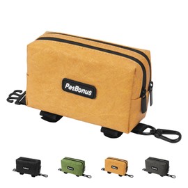 PetBonus Waterproof Dog Poop Bag Holder for leashes, Portable Pet Waste Bag Dispenser, 2 Pouches for Treat Holder and Walking Accessories, Fit All Leashes, Includes 1 Roll of Dog Poop Bags (Brown)