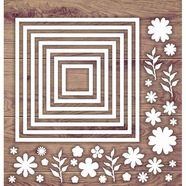 CrafTreat Laser Cut Chipboard Embellishments for Scrapbooking - Nested Square