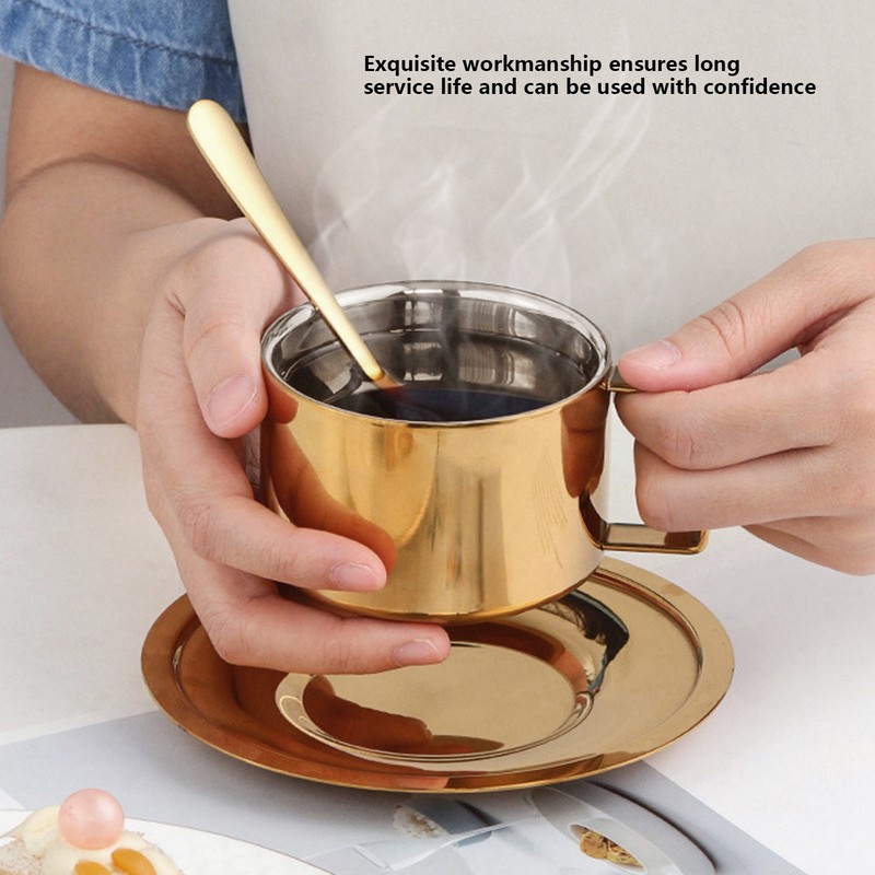 Coffee Cup Gold Fashionable Design Wearable Convenient Practical Stainless Steel
