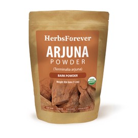 Herbsforever Arjuna Powder – Terminalia Arjuna – Support Cardiovascular System – Maintain a Healthy Heart and Strength of Bones – Non GMO, Organic, Vegan – 454 GMS