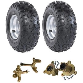 Unbranded 2pc 145/70-6 Tire Wheel Rim + 3 Stud Steering Spindle Hub Go Kart Quad Dirt Bike