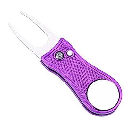 Mile High Life All-Metal Foldable Golf Divot Tool with Pop-up Button and Magnetic Ball Marking (Purple Bone)