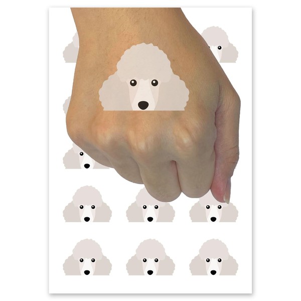 Peeking White Poodle Dog Temporary Tattoo Water Resistant Fake Body