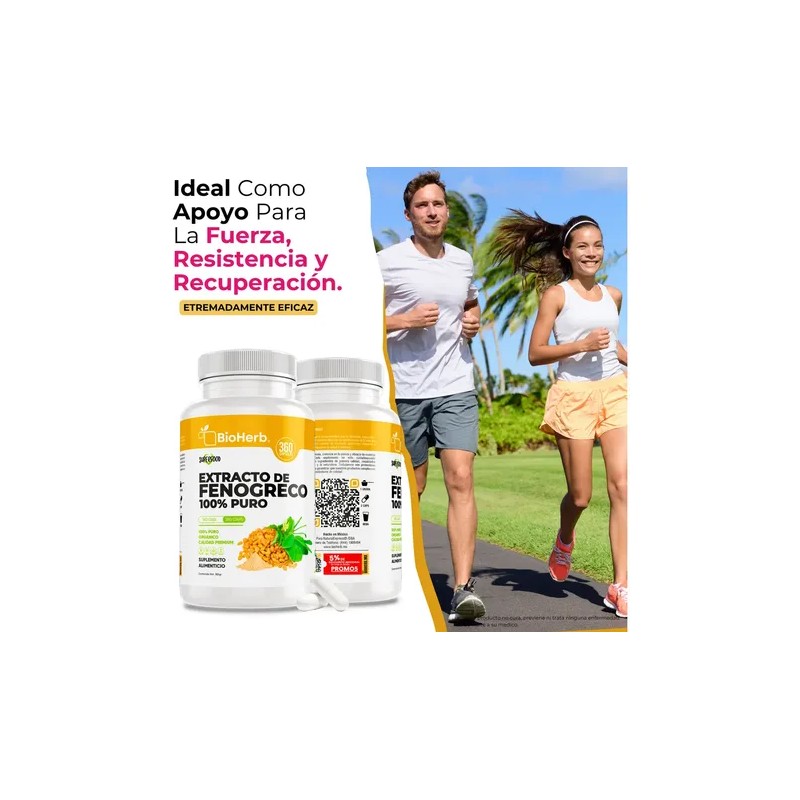 BioHerb | Fenogreco Extracto 100% Puro (360 Capsulas 500mg) [Potente