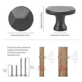 TUNNY 10 Pack Round Single Hole Cabinet Knob - Matte Black Solid Furniture Knob for Kitchen Cabinets Bedroom Dresser Furniture Hardware