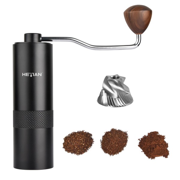 HeTian Manual Coffee Grinder, Hand Crank Coffee Grinder with CNC
