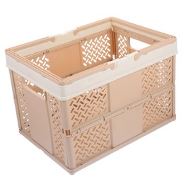 IWOWHERO Picnic Basket Portable Storage Bins Foldable Crate Stacking Basket Desktop Sundry Bin Fruit Collapsible Camping Storage Containers Picnic Home Use Sundries Organizer Wicker Lid Pp