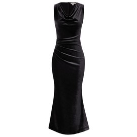 GRACE KARIN Women's Long Evening Dresses Elegant Sleeveless Wrap Dress for Wedding Party Prom Dress, black