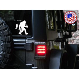 Sunset Graphics & Decals Big Foot Fishing Decal Vinyl Car Sticker Sasquatch Funny | Cars Trucks Vans Walls Laptop | White | 6 inches | SGD000328