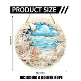 Ocean Wave Beach Ornament Acrylic Creative Ocean-themed Hanging Decoration Sun Catcher Beach Hanging Ornaments with lanyard Sea Window Hangings Decor for Bedroom drawing room Office (Style A)