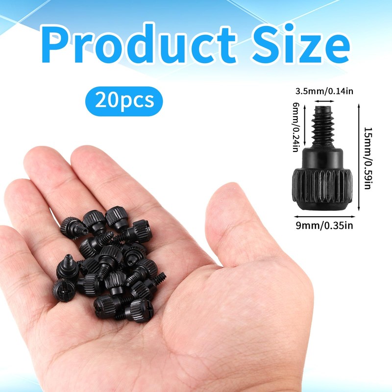20 PCS Black PC Case Screws Cases Computer Case Thumb