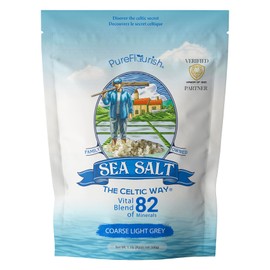 Pure Flourish Sea Salt - The Celtic Way 1.1 LB | Certified French Harvest & Import | Organic & Unrefined | Rich in 82 Essential Minerals | Hand Harvested Light Grey Celtic Salt Crystals from France