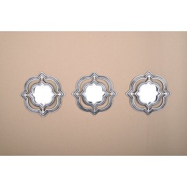 All American Collection New 3 Piece Decorative Mirror Set, Wall Accent Display (Silver Moroccan)