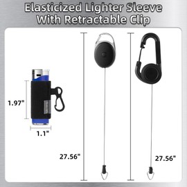 Likesing Retractable Lighter Leashes, Bi'c Lighter Holder Key Chain for Backpack, Pink Lighters Leash for Basic Lighter, Keychain Sleeve Gift for Men Women Boys(Black, 4pcs)