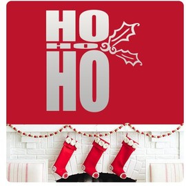 Ho Ho Ho Holly Silhouette Berries Wall Decal Sticker Santa Claus Happy Holidays Merry Christmas Season's Greetings Sign Door Art Color Choices