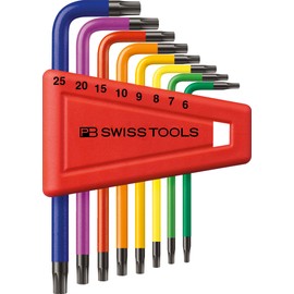 PB Swiss Tools Torx Allen Wrench Set PB 410 | 100% Swiss Made | 8-Piece Colourful Allen Key Set T6/T7/T8/T9/T10/T15/T20/T25