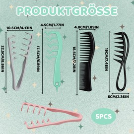 5 Piece Comb Set, Texture Comb, Curl Comb for Thick Hair, Hair Tongs Styling Comb Men Volume for Wavy Hair