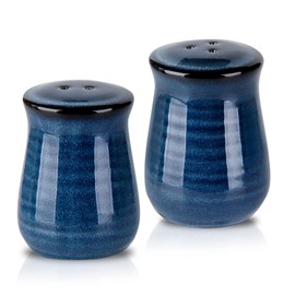 Hasense Ceramic Salt and Pepper Shakers,Navy Farmhouse Salt Shaker set of 2, Vintage Spice Shaker for Compact Cooking,Travel,BBQ, Kitchen and Resturant Decor