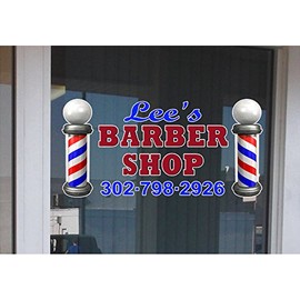 Custom Barbershop 22" X 45" Vinyl STOREFRONT Decal New Full Color Graphics