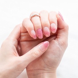 BeautyAvenue Raw Gel Nail Stickers, No Light, 24 Pieces, Love Pink Jupiter