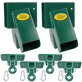 BETOOLL Swing Sets Brackets - 2 A-Frame Swing Set Brackets and 4 Swing Hangers with All Mounting Heavy Duty Hardware Included - Swing Set Kit for Porch, Yard, Playground - Green