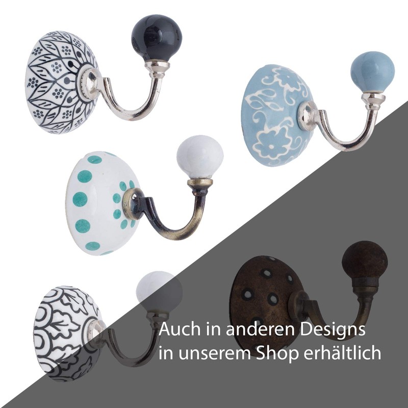 Knober Ceramic Hooks, Wall Hooks, Coat Hooks, Ceramic Ball, Diameter