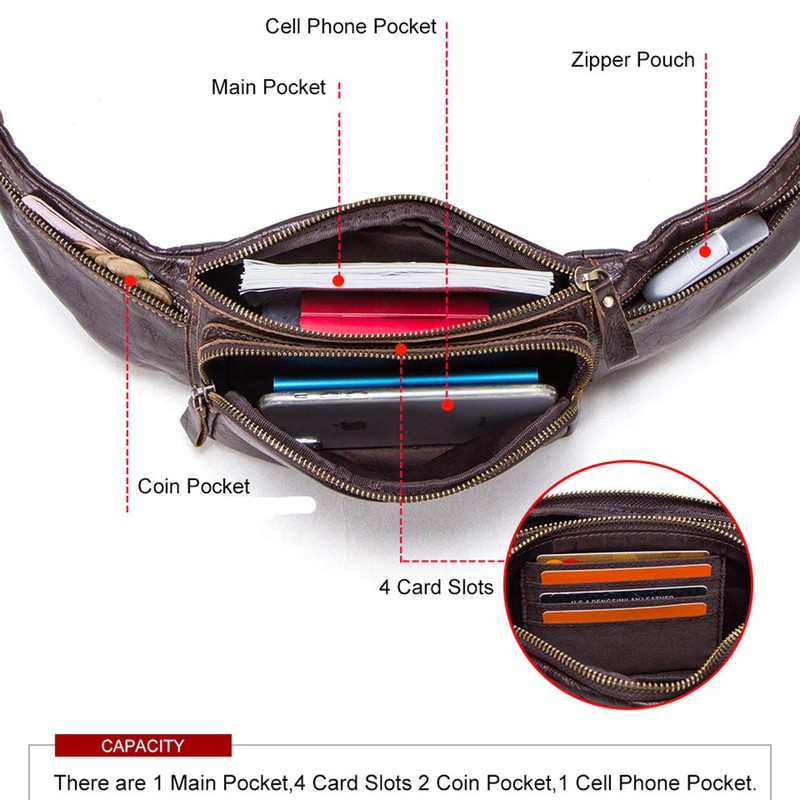 Belt Bags Men Genuine Leather Bag Waist Bag Bum Bag