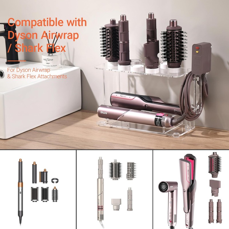 Hair Tool Holder for Dyson Airwrap, Acrylic Double-Layer Storage Holder,